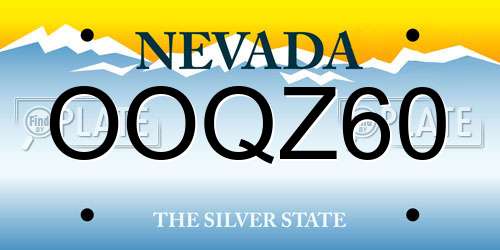 OOQZ60 Nevada License Plate