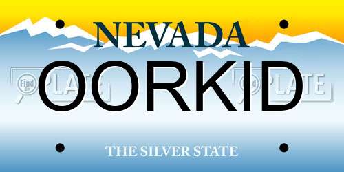 OORKID Nevada License Plate