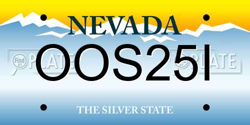 OOS25I Nevada License Plate