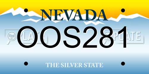 OOS281 Nevada License Plate