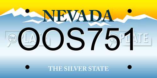 OOS751 Nevada License Plate