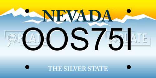 OOS75I Nevada License Plate