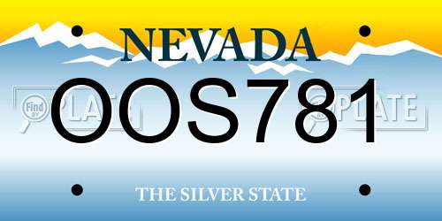 OOS781 Nevada License Plate