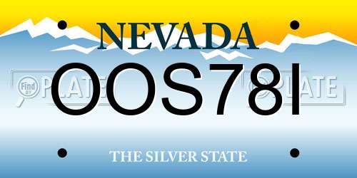 OOS78I Nevada License Plate