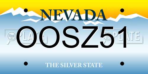OOSZ51 Nevada License Plate