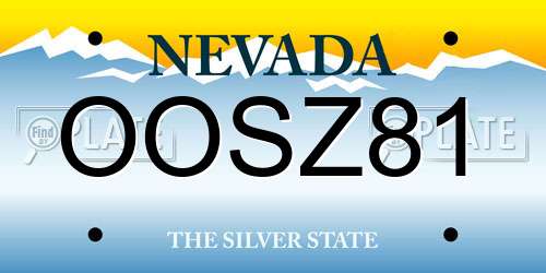 OOSZ81 Nevada License Plate