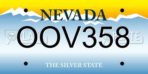 OOV358 Nevada License Plate