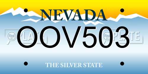 OOV503 Nevada License Plate