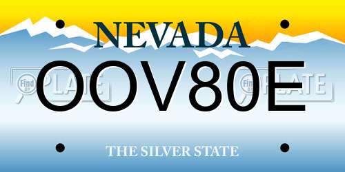 OOV80E Nevada License Plate
