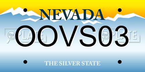 OOVS03 Nevada License Plate