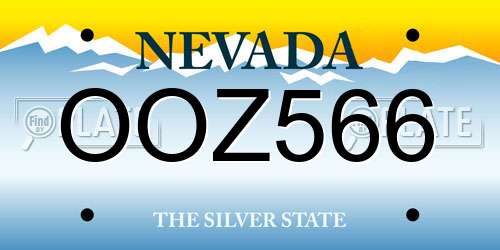 OOZ566 Nevada License Plate