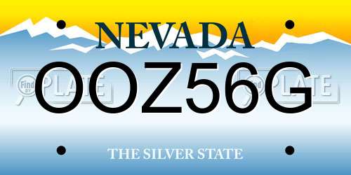 OOZ56G Nevada License Plate