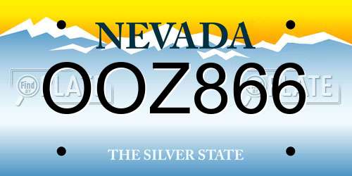 OOZ866 Nevada License Plate