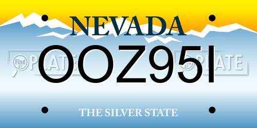 OOZ95I Nevada License Plate