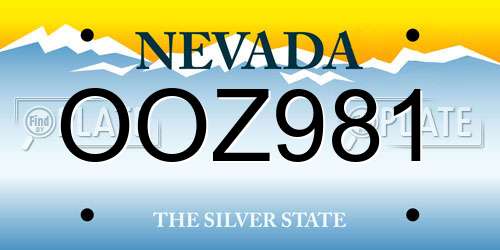 OOZ981 Nevada License Plate