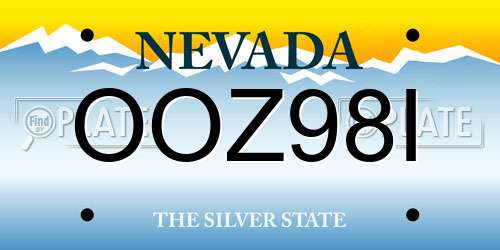 OOZ98I Nevada License Plate