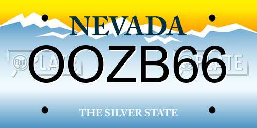 OOZB66 Nevada License Plate