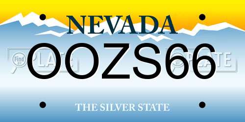 OOZS66 Nevada License Plate