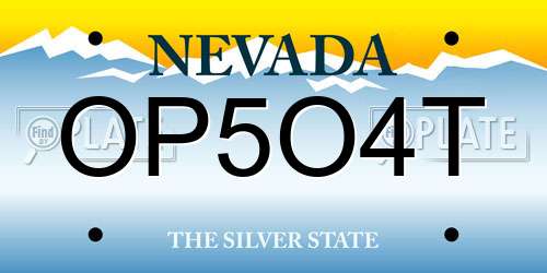 OP5O4T Nevada License Plate