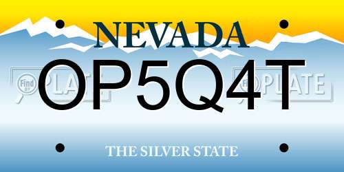 OP5Q4T Nevada License Plate