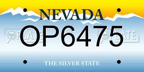 OP6475 Nevada License Plate