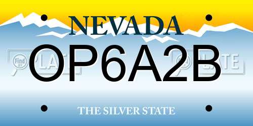 OP6A2B Nevada License Plate
