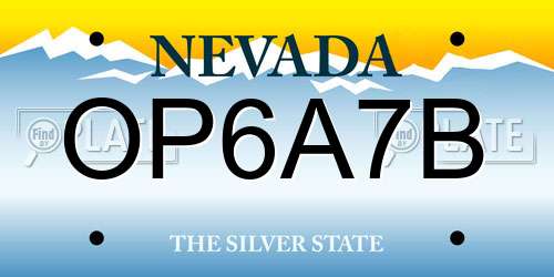 OP6A7B Nevada License Plate