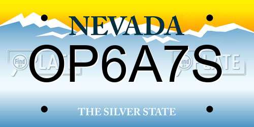 OP6A7S Nevada License Plate