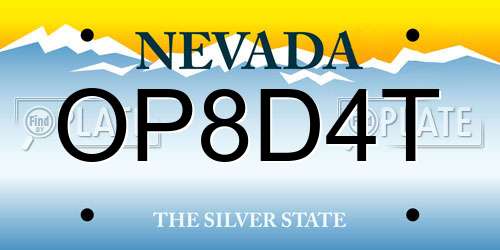 OP8D4T Nevada License Plate