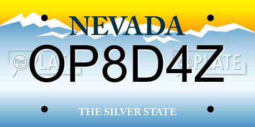 OP8D4Z Nevada License Plate