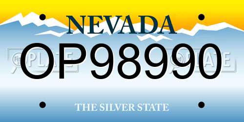 OP98990 Nevada License Plate