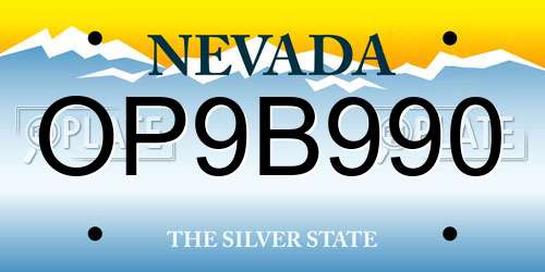 OP9B990 Nevada License Plate