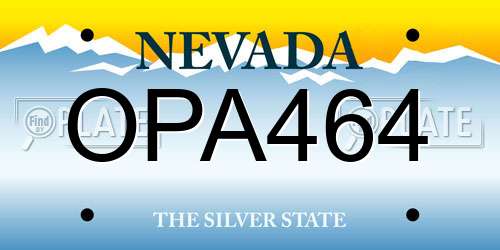 OPA464 Nevada License Plate