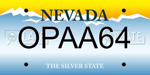 OPAA64 Nevada License Plate