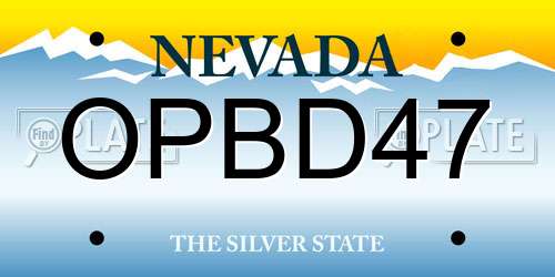 OPBD47 Nevada License Plate
