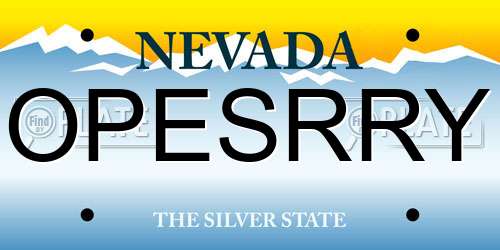 OPESRRY Nevada License Plate