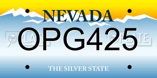 OPG425 Nevada License Plate