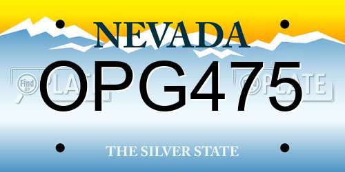 OPG475 Nevada License Plate
