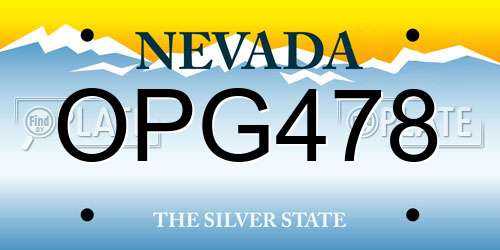 OPG478 Nevada License Plate