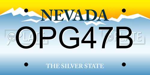 OPG47B Nevada License Plate