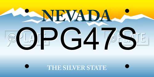 OPG47S Nevada License Plate