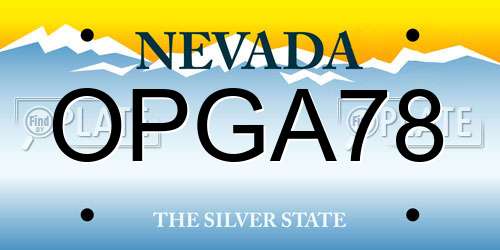 OPGA78 Nevada License Plate