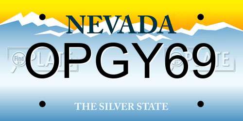 OPGY69 Nevada License Plate
