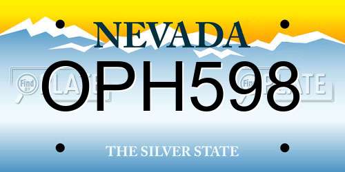 OPH598 Nevada License Plate