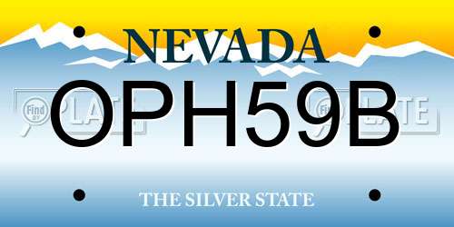 OPH59B Nevada License Plate