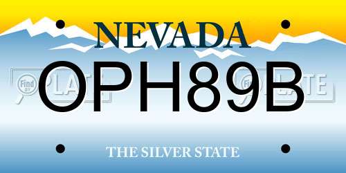 OPH89B Nevada License Plate