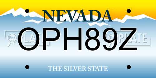 OPH89Z Nevada License Plate