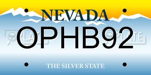OPHB92 Nevada License Plate