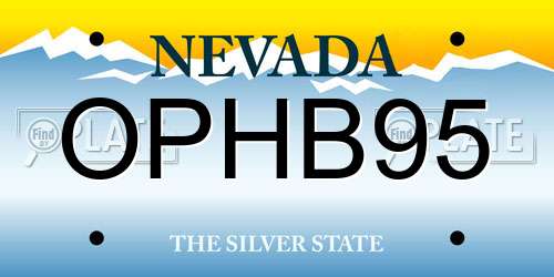 OPHB95 Nevada License Plate