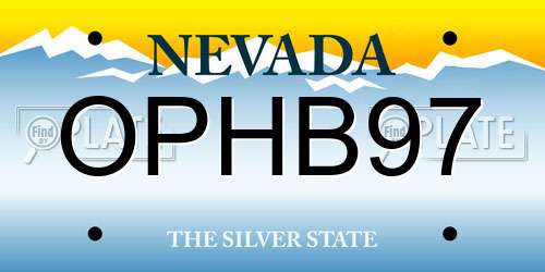 OPHB97 Nevada License Plate